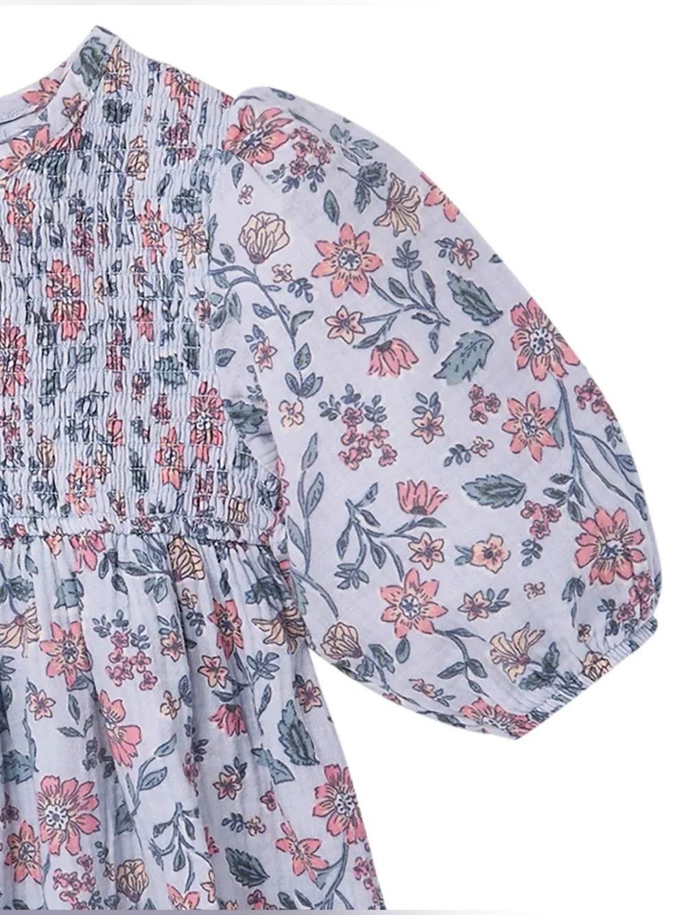 Modern Moments Girls 2T Blue Floral Cotton Smocked Dress Boho Cottagecore Comfy